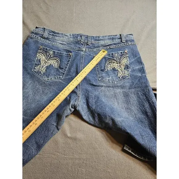 HIPSTAR Jeans Women's 36x31 Blue Medium Wash Boot Cut Flare Denim Jeans - Picture 14 of 15